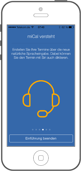 Umfangreicher Einführungsscreen