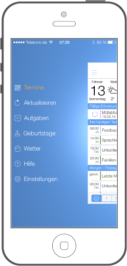 Schneller Menüzugriff aus jedem Screen