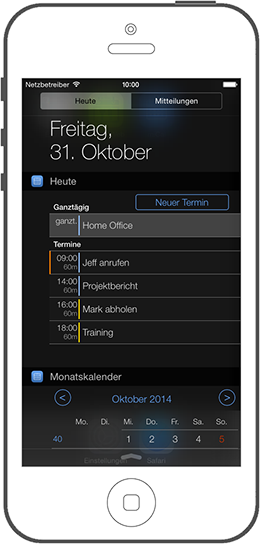 Integriertes Widget in der Mitteilungszentrale unter iOS